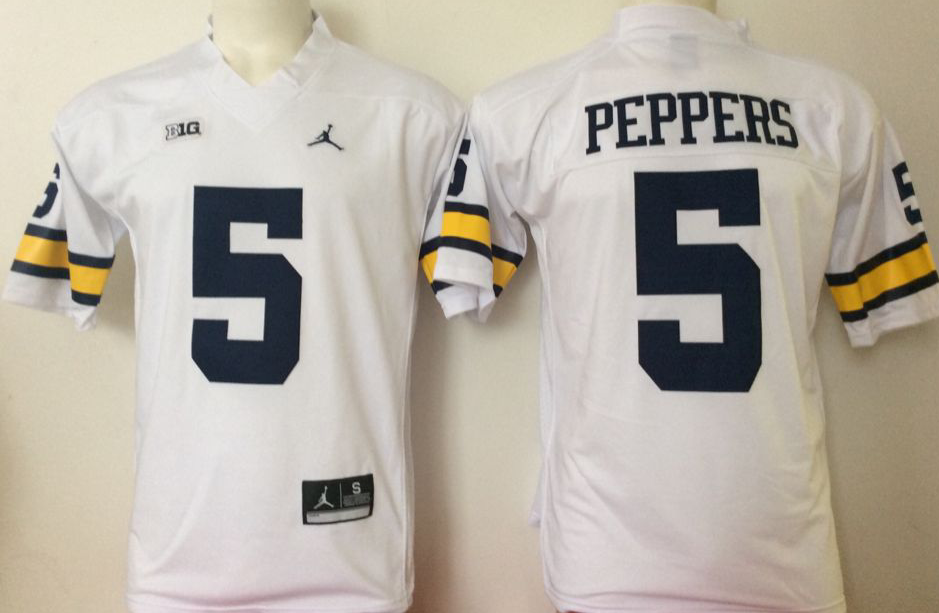 NCAA Men Michigan Wolverines White 5->ncaa teams->NCAA Jersey